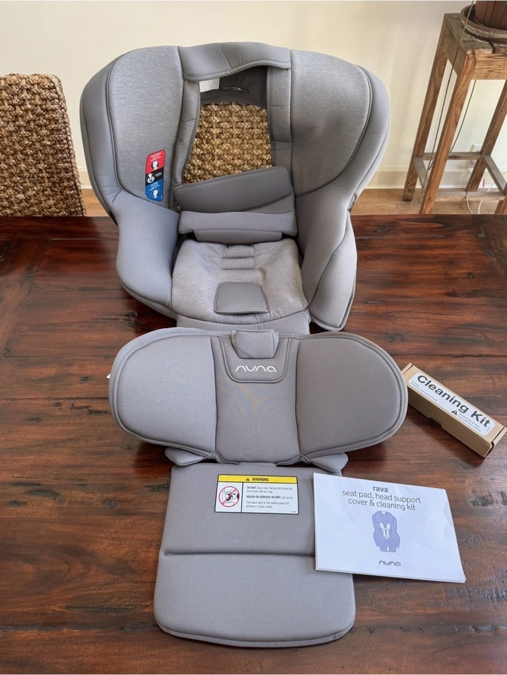 New Nuna Rava Seat Pad, Head Support Cover And Cleaning Kit Gray